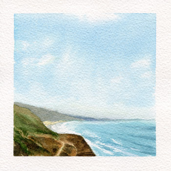 original torrey pines nature reserve watercolor painting